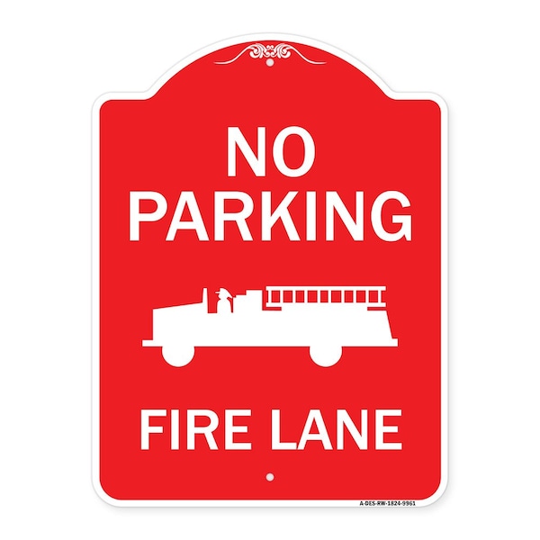 Signmission No Parking Fire Lane Heavy-Gauge Aluminum Architectural Sign, 24" x 18", RW-1824-9961 A-DES-RW-1824-9961 - main